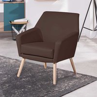 Brauner Wohnzimmer Sessel im Retrostil Kunstleder und Buche von Möbel4Life