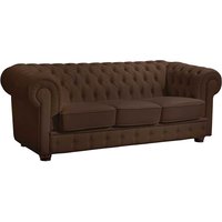 Braunes Chesterfield Sofa aus Kunstleder 200 cm breit - 98 cm tief von Möbel4Life