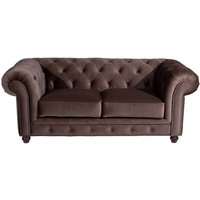 Braunes Samtvelours Sofa im Chesterfield Look zwei Sitzplätzen von Möbel4Life