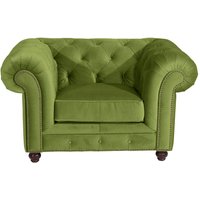 Clubsessel Oliv Samtvelours im Chesterfield Look 135 cm breit von Möbel4Life