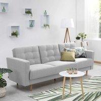Couch in Hellgrau mit Schlaffunktion Rücken Klappmechanik von Möbel4Life