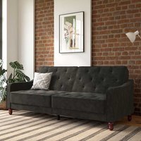 Couch mit Schlaffunktion in Dunkelgrau Samt Rücken Klappmechanik von Möbel4Life
