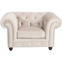 Creme weißer Clubsessel aus Samtvelours Chesterfield Look von Möbel4Life