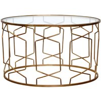 Design Couchtisch mit ovaler Tischplatte Gestell Goldfarben von Möbel4Life