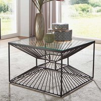 Design Wohnzimmer Tisch in Schwarz Metall und Glas von Möbel4Life