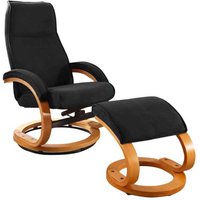 Drehbarer Design Sessel in Schwarz Microfaser Fußhocker (zweiteilig) von Möbel4Life
