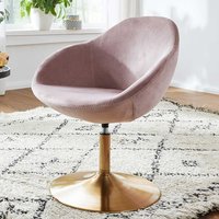 Drehbarer Retro Sessel in Rosa und Gold Samt und Metall von Möbel4Life