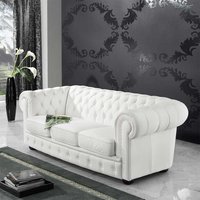 Dreier Sofa weiss im Chesterfield Look Kunstleder von Möbel4Life