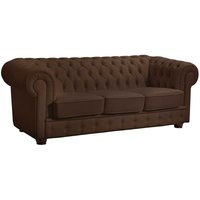 Dreisitzer Couch Chesterfield in Braun Echtleder von Möbel4Life