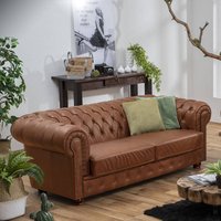 Dreisitzer Couch Leder Cognac im Chesterfield Look 200 cm breit von Möbel4Life