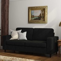 Dreisitzer Sofa schwarz Samt mit Armlehnen 190 cm breit von Möbel4Life