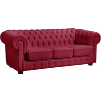 Echtledersofa Rot im Chesterfield Look drei Sitzplätzen von Möbel4Life