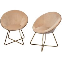 Esstisch Sessel in Creme Weiß und Goldfarben Retrostil von Möbel4Life