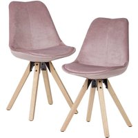 Esstisch Stühle in Rosa Samt Massivholzgestell (2er Set) von Möbel4Life