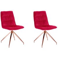 Esstisch Stühle in Rot Samt Metallgestell in Kupferfarben (2er Set) von Möbel4Life