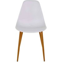 Esstisch Stühle in Weiß Kunststoff Metallgestell in Eichefarben (Set) von Möbel4Life