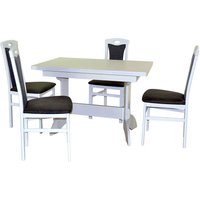 Esstischgruppe mit vier Stühlen Weiß und Anthrazit (fünfteilig) von Möbel4Life