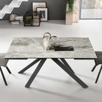 Esszimmer Tisch ausziehbar in Hellgrau und Anthrazit Sinterstein und Metall von Möbel4Life