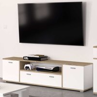 Fernsehlowboard in Sonoma-Eiche hell und Weiß mit offenem Gerätefach von Möbel4Life