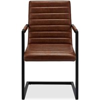 Freischwinger Stühle in Cognac Braun Kunstleder Armlehnen (2er Set) von Möbel4Life