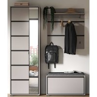 Garderobe Flur komplett in Grau und Schwarz 196 cm hoch (dreiteilig) von Möbel4Life