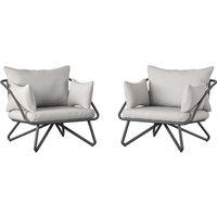 Garten Sessel Set in modernem Design Vierfußgestell aus Metall (2er Set) von Möbel4Life