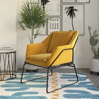 Gelber Loft Sessel aus Samt und Metall Bügelgestell von Möbel4Life