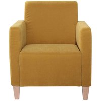 Gelber Wohnzimmer Sessel aus Velours Buche Massivholz von Möbel4Life