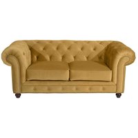 Gelbes Samtvelours Sofa im Chesterfield Look 52 cm Sitzhöhe von Möbel4Life