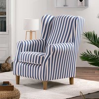 Gestreifter Sessel blau weiss im Landhausstil Federkern von Möbel4Life