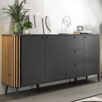 Großes Sideboard modern in Grau und Wildeiche NB 177 cm breit von Möbel4Life