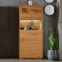 Highboard mit Glas Seiten aus Wildeiche Massivholz 145 cm hoch von Möbel4Life