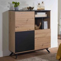 Highboard mit offenem Fach in Eichefarben und Schwarz 110 cm breit von Möbel4Life