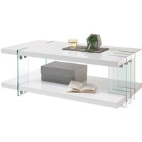 Hochglanz Designtisch in Weiß und Transparent MDF und Glas von Möbel4Life