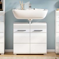 Hochglanz Waschbeckenschrank in Weiß zwei Drehtüren von Möbel4Life
