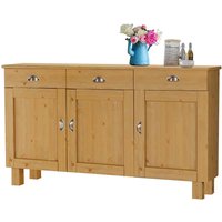 Kiefer massiv Sideboard im Landhausstil drei Schubladen und Türen von Möbel4Life