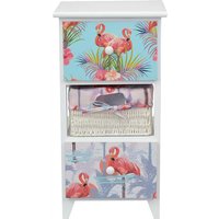Kleine Kommode in Weiß massiv Flamingo Motiven von Möbel4Life