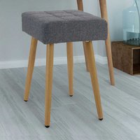 Kleiner Polsterhocker im Skandi Design Anthrazit und Eiche Holzoptik von Möbel4Life