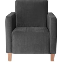 Kleiner Sessel Anthrazit modern aus Samtvelours 71 cm breit von Möbel4Life