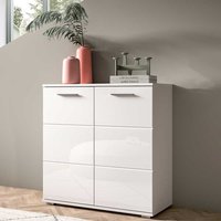 Kommode weiss Hochglanzfront mit Drehtüren 80 cm breit von Möbel4Life