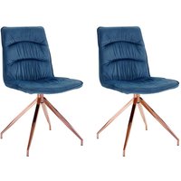 Küchenstühle in Blau Samt Metallgestell in Kupferfarben (2er Set) von Möbel4Life