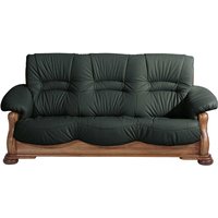 Leder Sofa Dreisitzer in Dunkelgrün und Eiche rustikal Made in Germany von Möbel4Life