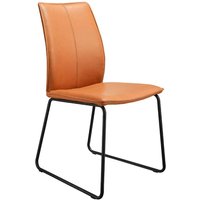 Leder Stuhl in Cognac Braun Metallgestell in Schwarz (2er Set) von Möbel4Life