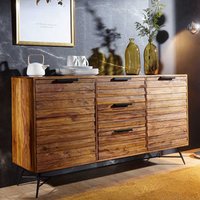 Loft Design Sideboard aus Sheesham Massivholz und Eisen 160 cm breit von Möbel4Life