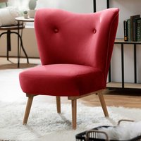 Loft Sessel rot aus Samtvelours Vierfußgestell aus Holz von Möbel4Life