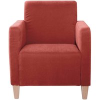 Lounge Polstersessel Velour in Terracotta Vierfußgestell aus Holz von Möbel4Life