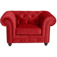 Lounge Sessel rot aus Samtvelours Chesterfield Look von Möbel4Life