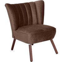 Loungesessel Retro Look aus Samtvelours Braun und Nussbaumfarben von Möbel4Life