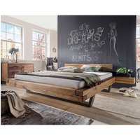 Massiv Balkenbett aus Wildeiche geölt kaufen (dreiteilig) von Möbel4Life