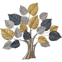 Metall Wandbild Blätter in Goldfarben - Grau Silberfarben von Möbel4Life